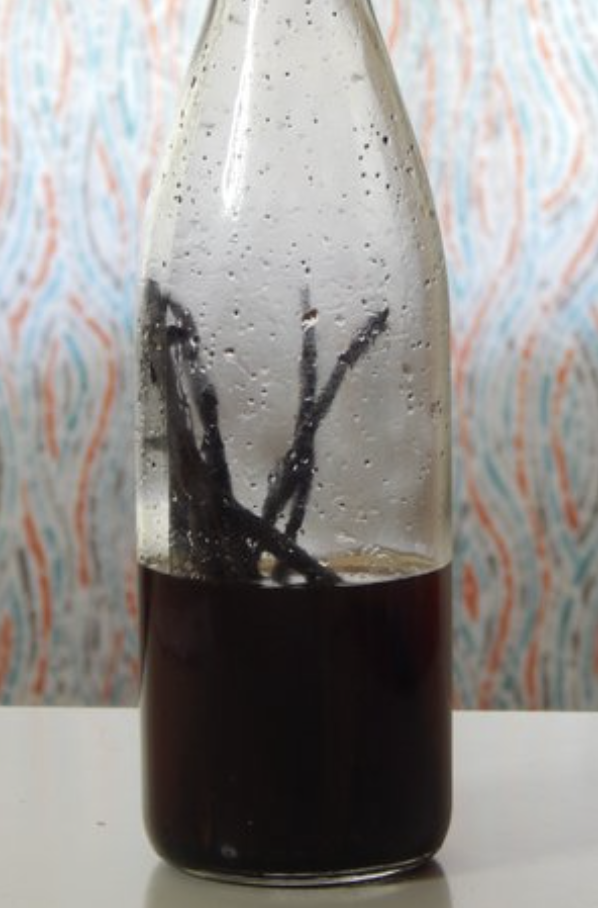 Vanilla bean extract with a bottle