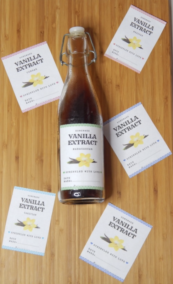 Printable labels for various Vanilla Bean Flavors